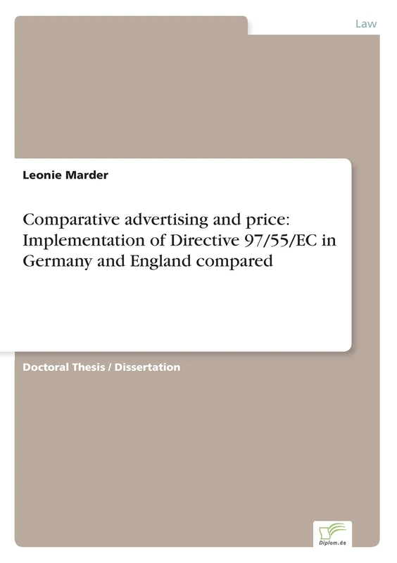 Comparative advertising and price: Implementation of Directive 97/55/EC in Germany and England compared