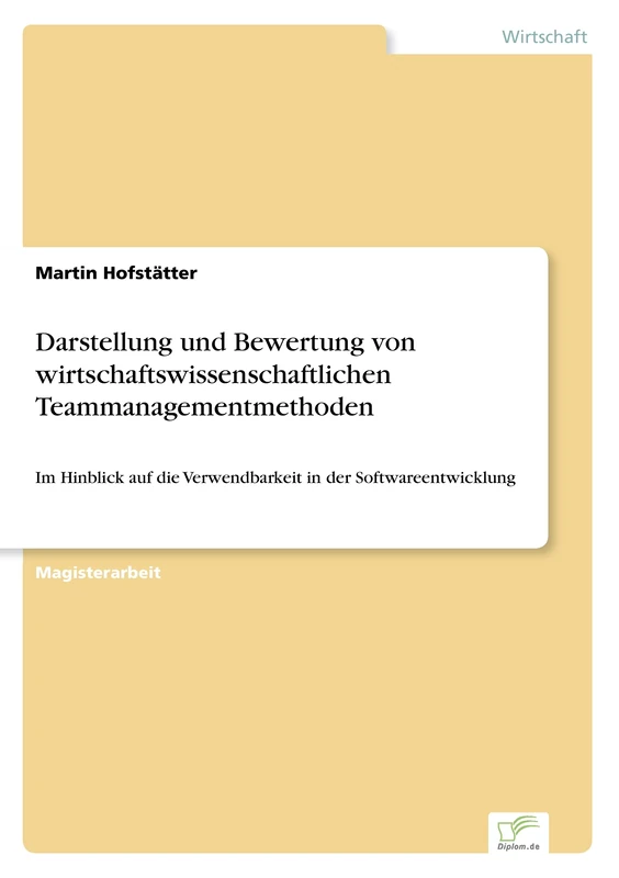 Darstellung und Bewertung von wirtschaftswissenschaftlichen Teammanagementmethoden: Im Hinblick auf die Verwendbarkeit in der Softwareentwicklung