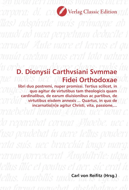 D. Dionysii Carthvsiani Svmmae Fidei Orthodoxae - Image 1