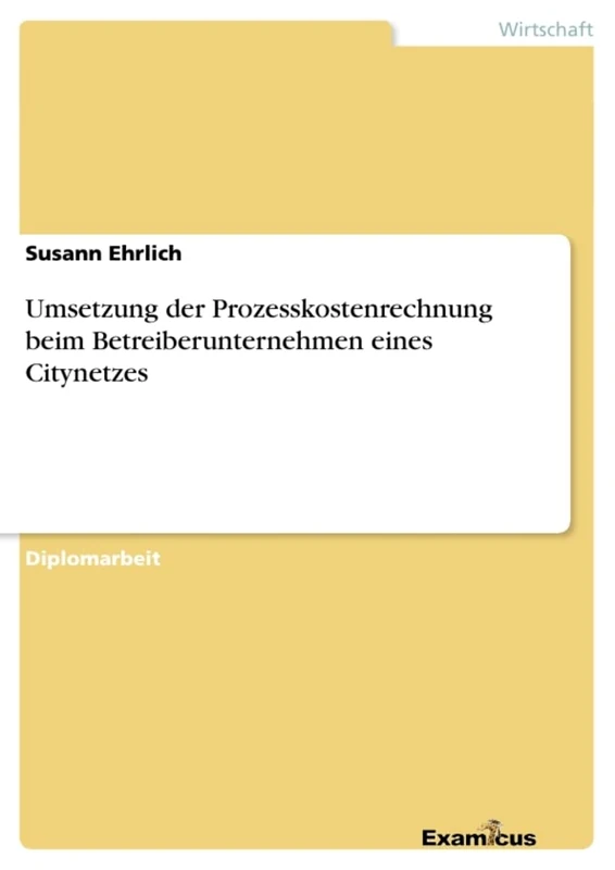 Umsetzung der Prozesskostenrechnung beim Betreiberunternehmen eines Citynetzes