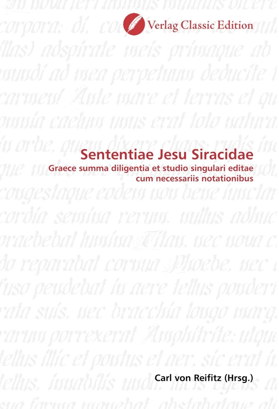 Sententiae Jesu Siracidae: Graece summa diligentia et studio singulari editae cum necessariis notationibus - Image 1