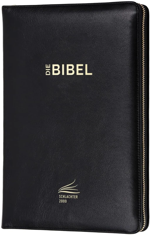 Schlachter 2000 Bibel - Standardausgabe (Kalbsleder, Goldschnitt, mit Reißverschluss, schwarz): Fadenheftung