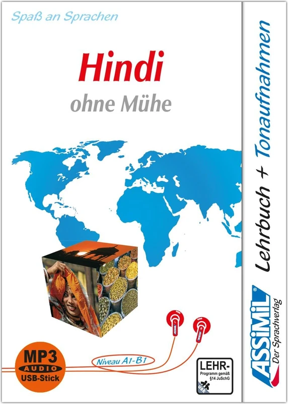 ASSiMiL Hindi ohne Mühe - MP3-Sprachkurs - Niveau A1-B1: Selbstlernkurs für Deutschsprechende, Lehrbuch + MP3-Audiodateien auf USB-Stick