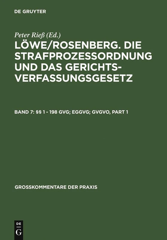 §§ 1 - 198 Gvg; Eggvg; Gvgvo (Großkommentare Der Praxis)