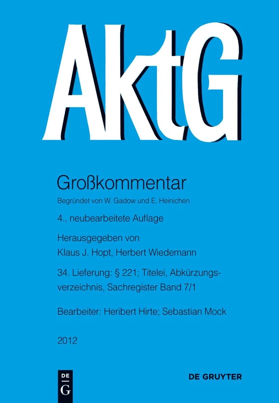 § 221; Titelei, Abkürzungsverzeichnis, Sachregister Band 7/1: Lieferung 34 § 221; Titelei, Abkürzungsverzeichnis, Sachregister (Großkommentare Der Praxis) - Image 1