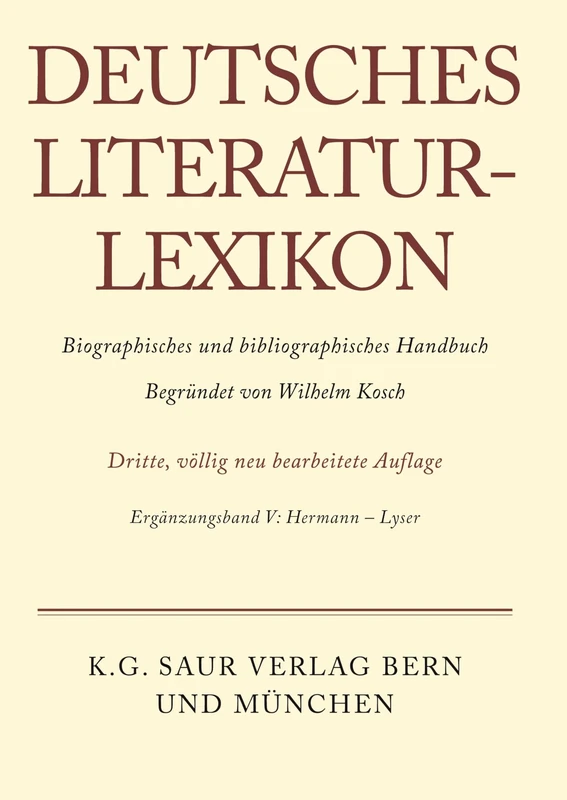 Deutsches Literatur-Lexikon, Ergänzungsband V, Hermann - Lyser