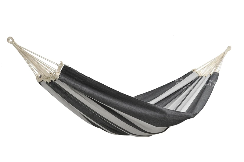 AMAZONAS XXL comfort hammock Paradiso Silver handmade in Brazil 250cm x 175cm up to 200kg in gray and white stripes