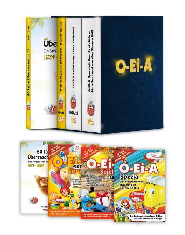 Das O-Ei-A 3er Bundle 2024/25 - Die Jubiläumsausgabe! - O-Ei-A Figuren, O-Ei-A Spielzeug und O-Ei-A Spezial sowie das Buch ¿50 Jahre Überraschungs-Ei¿: Fast 12 EUR Ersparnis gegenüber Einzelkauf! - Image 1