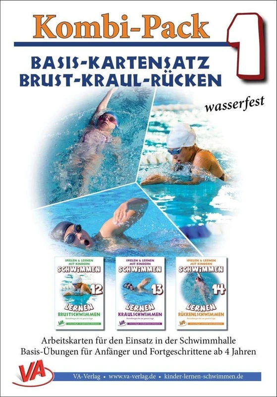 Basis-Kartensatz Brust-Kraul-Rücken, wasserfest: Kombi-Pack 1 - Image 1