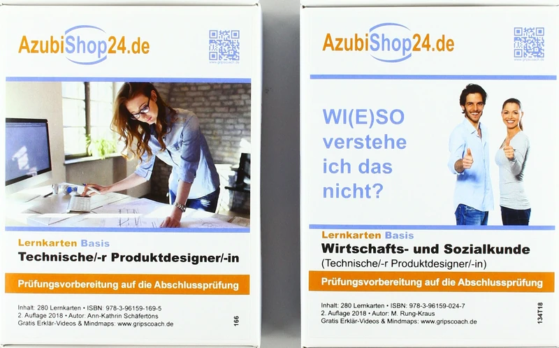 AzubiShop24.de Kombi-Paket Lernkarten Technische/-r Produktdesigner/-in: Erfolgreiche Prüfungsvorbereitung auf die Abschlussprüfung - Image 1