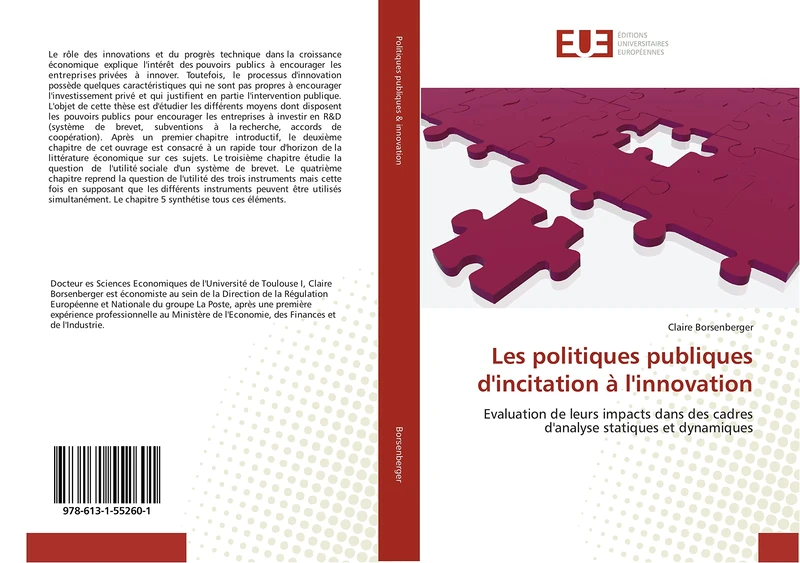 Les politiques publiques d'incitation à l'innovation: Evaluation de leurs impacts dans des cadres d'analyse statiques et dynamiques (Omn.Univ.Europ.)