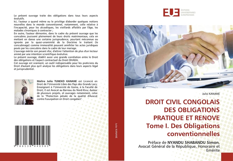 DROIT CIVIL CONGOLAIS DES OBLIGATIONS PRATIQUE ET RENOVE Tome I. Des Obligations conventionnelles: Préface de NYANDU SHABANDU Simon,Avocat Général de la République, Honoraire et Emérite - Image 1