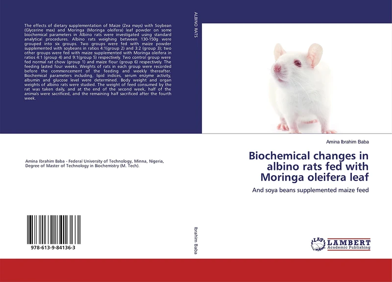 Biochemical changes in albino rats fed with Moringa oleifera leaf: And soya beans supplemented maize feed