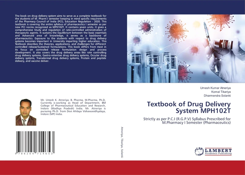 Textbook of Drug Delivery System MPH102T: Strictly as per P.C.I (R.G.P.V) Syllabus Prescribed for M.Pharmacy I Semester (Pharmaceutics)