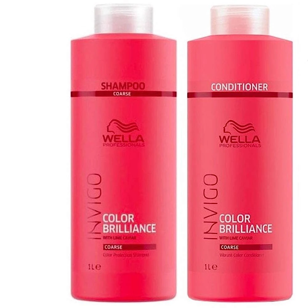 Wella Professionals Brilliance Duo Colour Shampoo 1000ml & Conditioner 1000ml for Coarse/Thick Hair