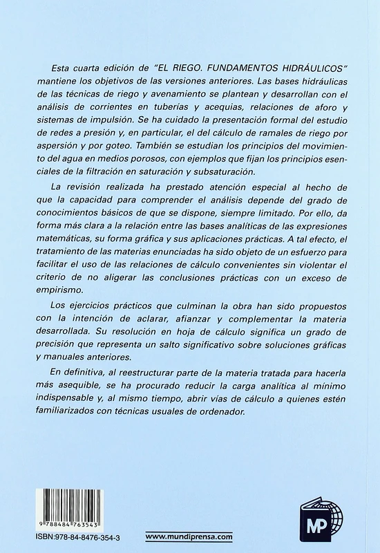 El riego. Fundamentos hidráulicos: Fundamentos hidráulicos (Agricultura)