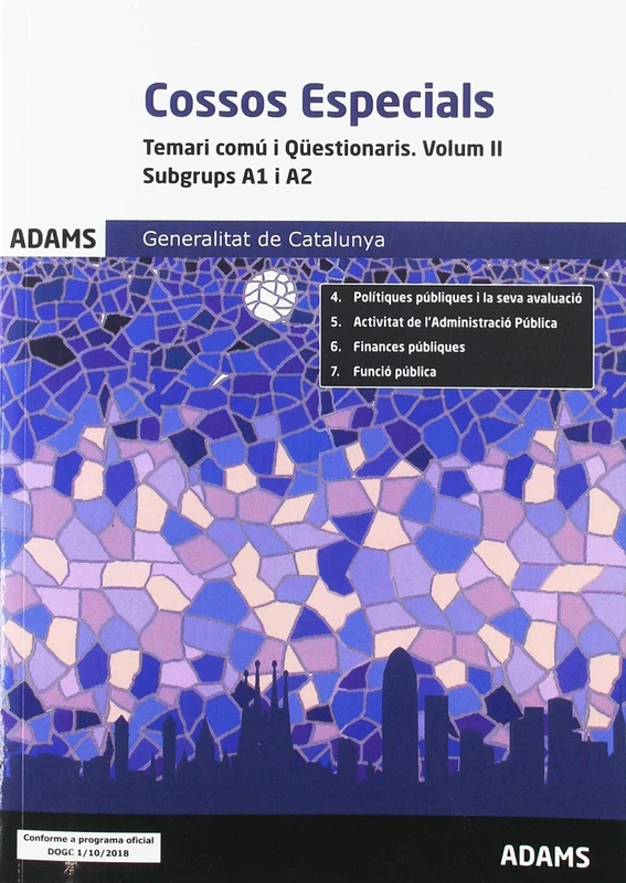 Temari comú i Qüestionaris. Volum II. Subgrups A1 i A2 Cossos Especials. Generalitat de Catalunya - Image 1