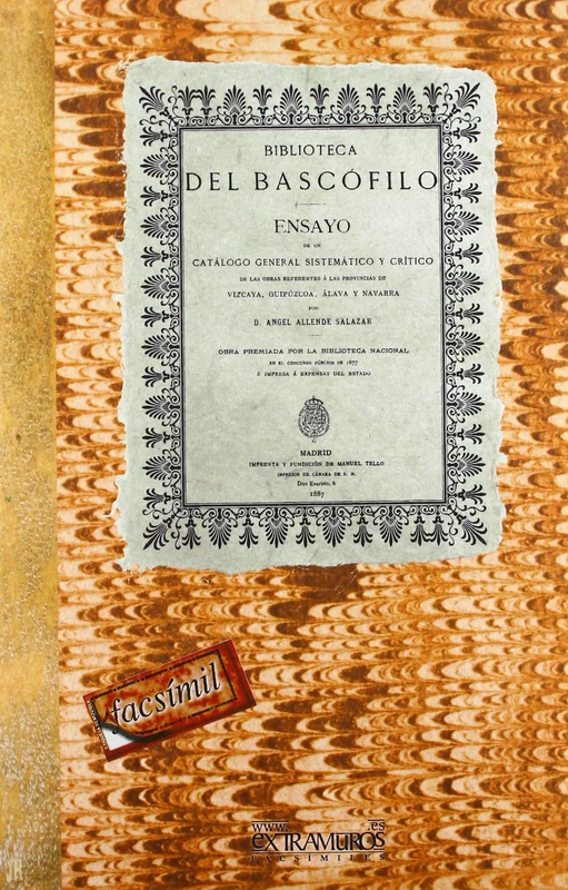 Biblioteca del bascófilo. Laurac-bat.: Ensayo de un catálogo de las obras referentes á Vizcaya, Guipúzcoa, Álava y Navarra (Bibliografías) - Image 1