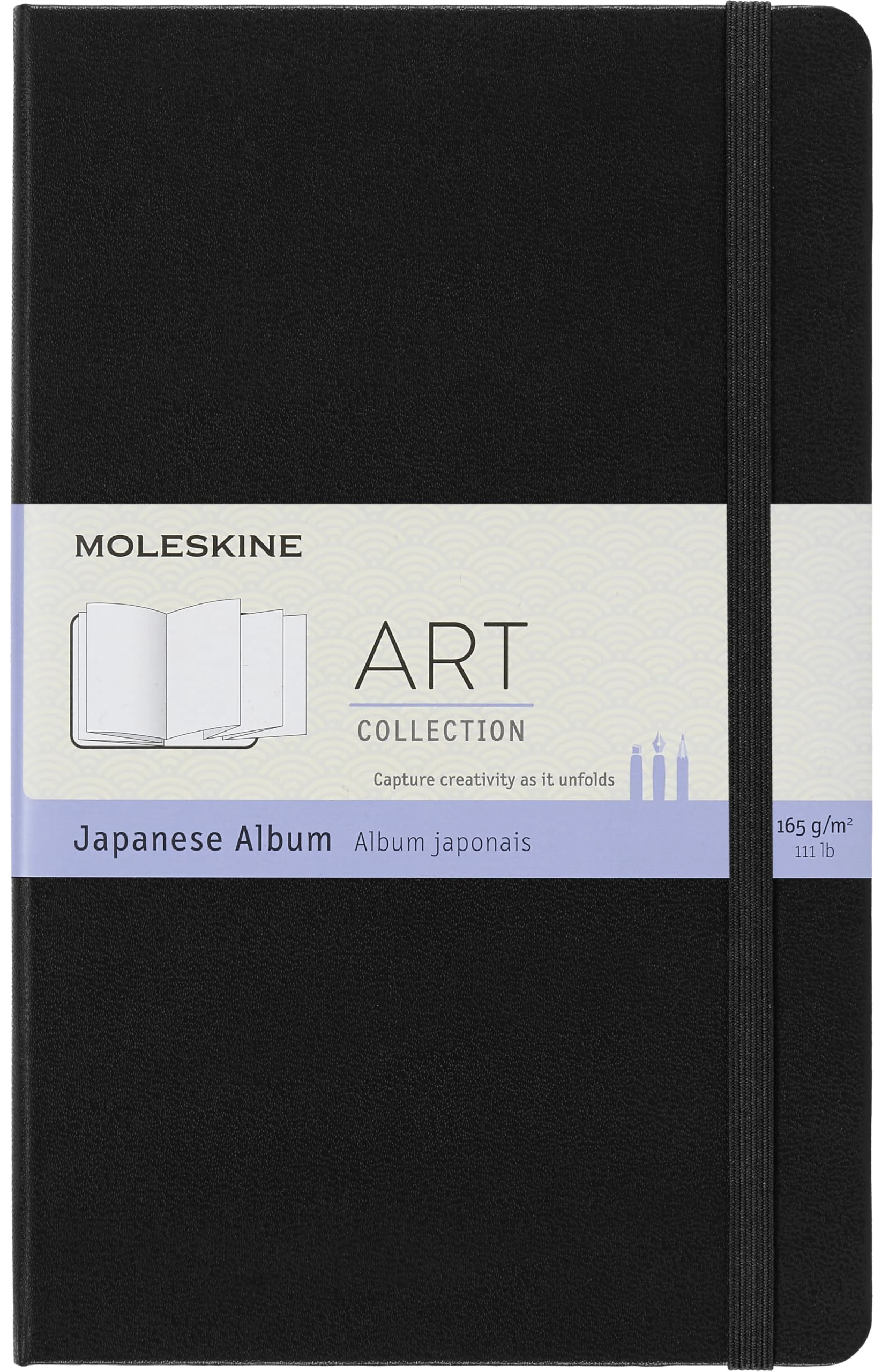 Moleskine 13 x 21 cm Large Art Collection Japanese Album Sketchbook with Hard Cover and Elastic Closure Paper Suitable for Pens, Pastels and Charcoal, Colour Black, 48 Pages