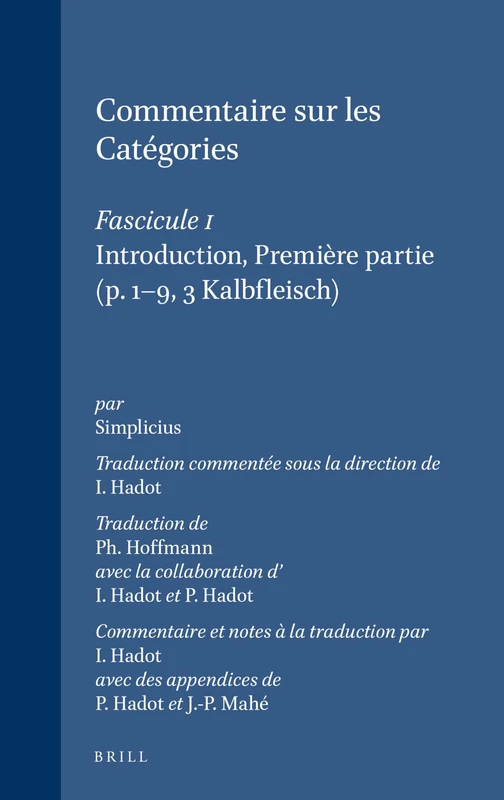 Brill Commentaire sur les Categories Volume I - Philosophy - Image 1