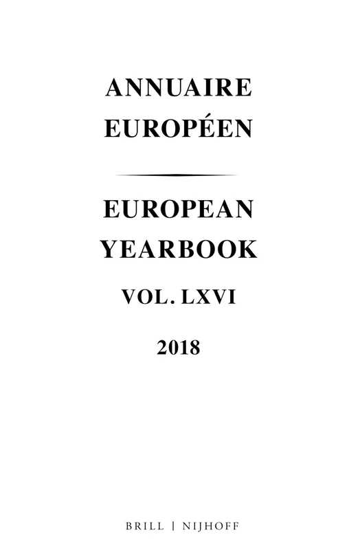 Brill European Yearbook, Volume 66 (2018) - Annuaire Europeen