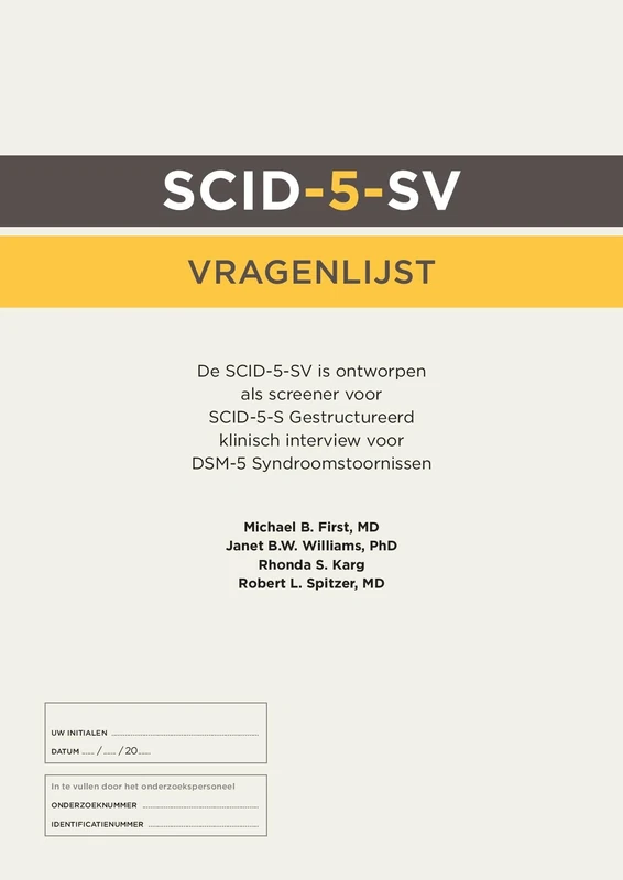 SCID-5-S: Vragenlijst (50 ex.): screener bij het gestructureerd klinisch interview voor DSM-5 Syndroomstoornissen - Image 1