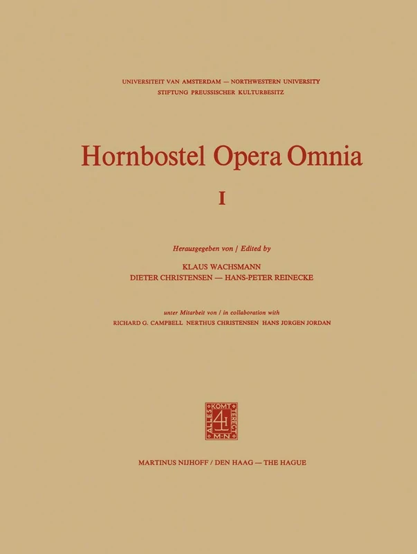 Hornbostel Opera Omnia: 1