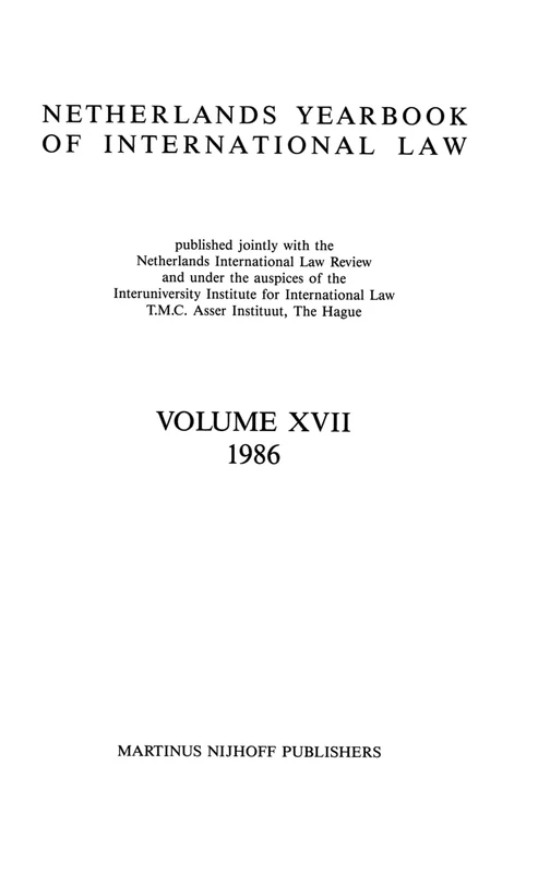 Netherlands Yearbook Of International Law, 1986