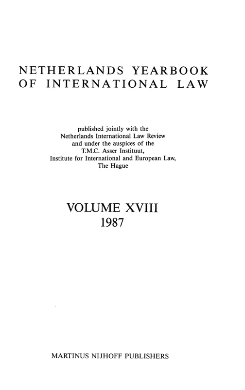 Netherlands Yearbook Of International Law, 1987