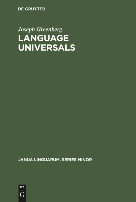 Language Universals: 59 (Janua Linguarum. Series Minor, 59)