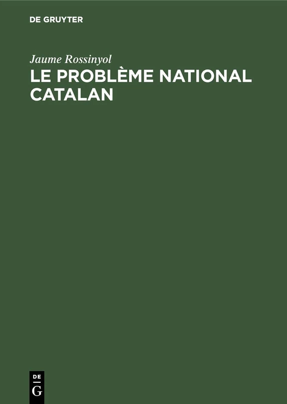 De Gruyter Mouton - Le Probleme National Catalan Book - Image 1