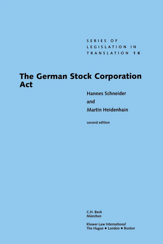 The German Stock Corporation Act: 16 (Nijhoff Law Specials)