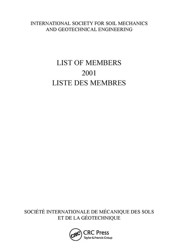 List of Members 2001: ISSMGE: International Society for Soil Mechanics and Geotechnical Engineering - Image 1