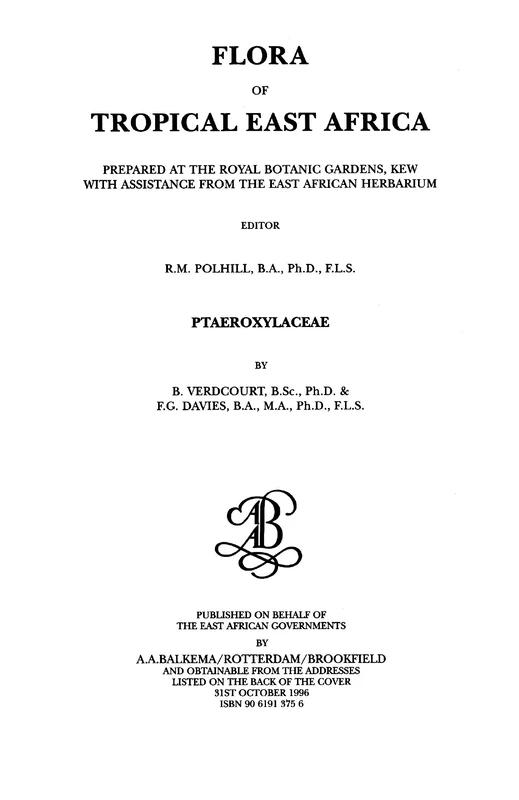 Flora of Tropical East Africa - Ptaeroxylaceae (1996)