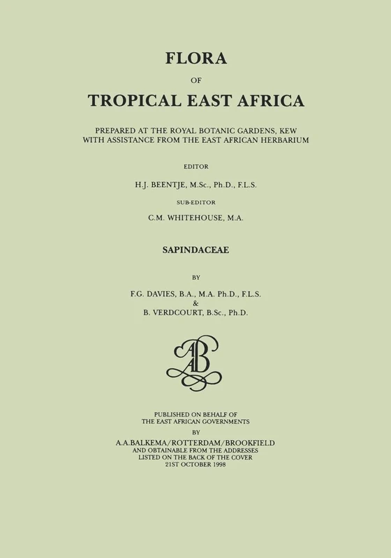 CRC Press Flora of Tropical East Africa - Sapindaceae (1998)