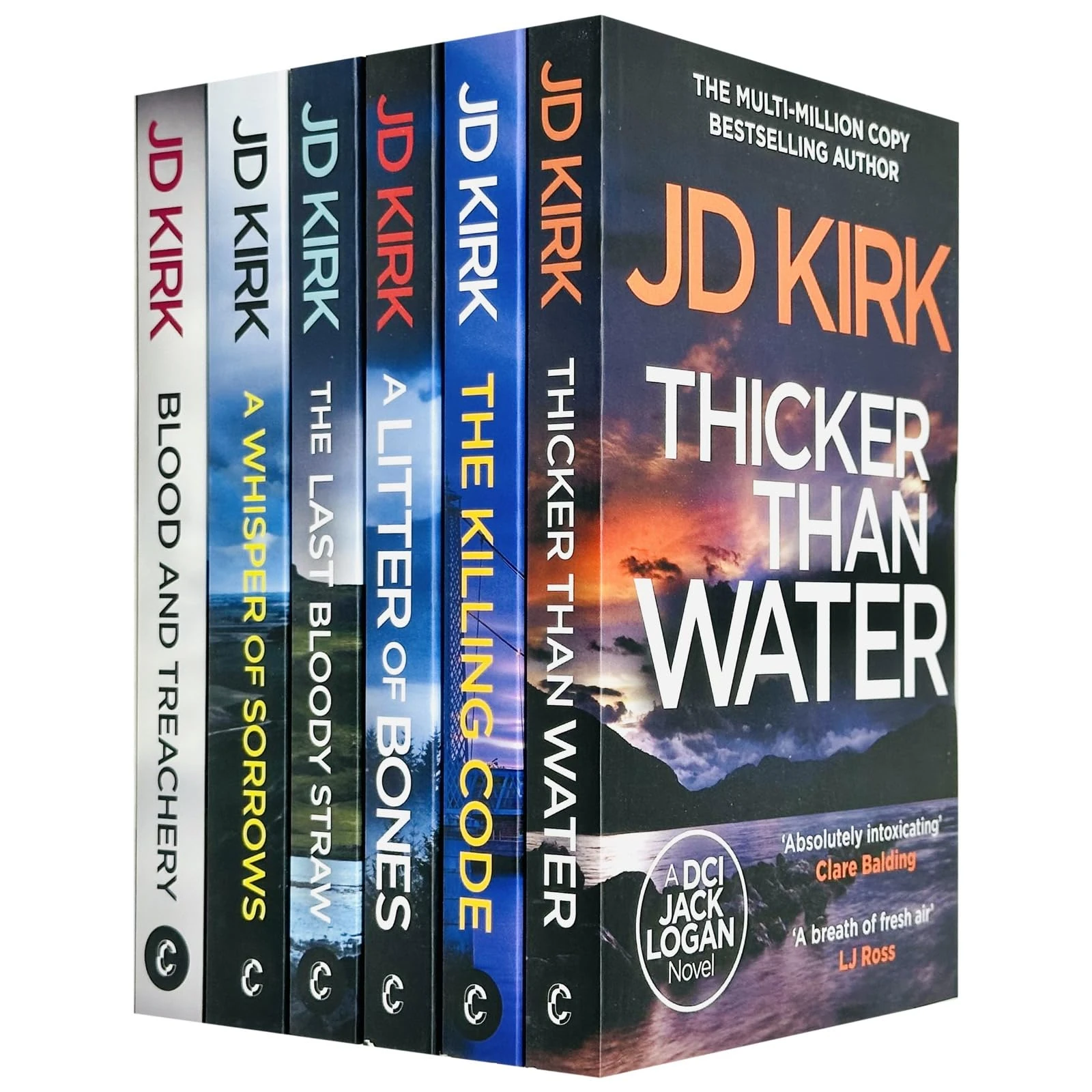 DCI Logan Crime Thrillers 1-6 Books Collection Set By JD Kirk (A Litter of Bones, Thicker Than Water, The Killing Code, Blood and Treachery, The Last Bloody Straw, A Whisper of Sorrows)