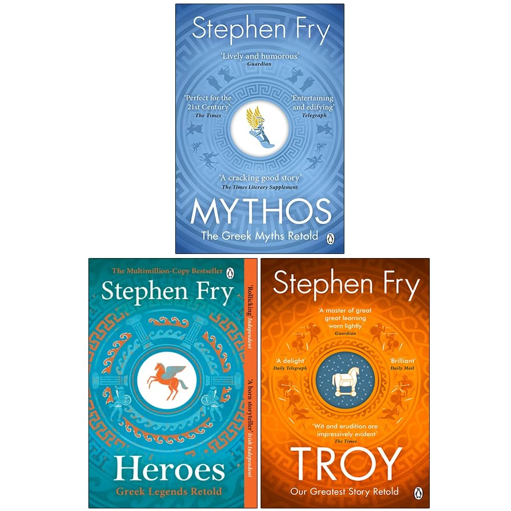 Stephen Fry Greek Myths Series Collection 3 Books Set (Troy, Heroes, Mythos)