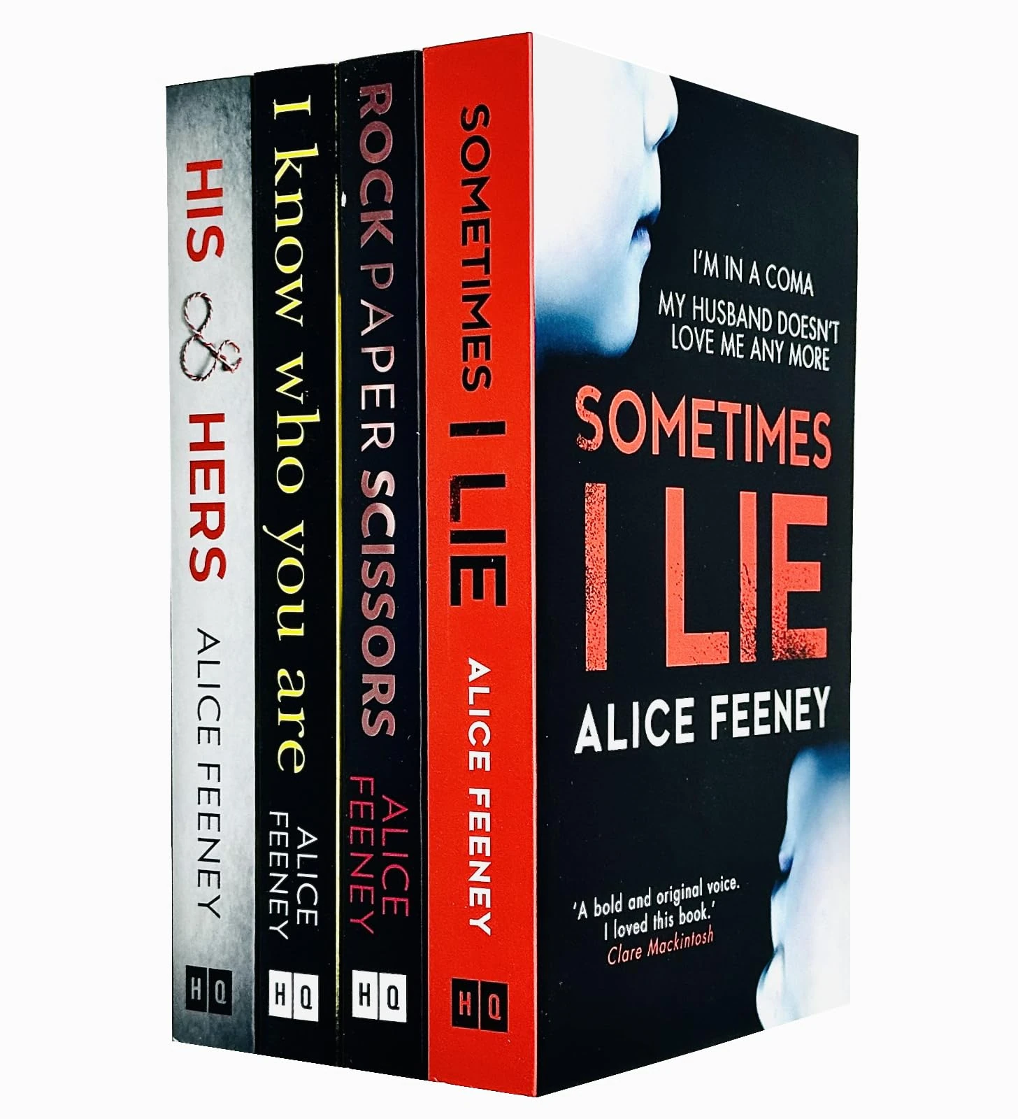 Alice Feeney Collection 4 Books Set (Rock Paper Scissors, Sometimes I Lie, His And Hers, I Know Who You Are)
