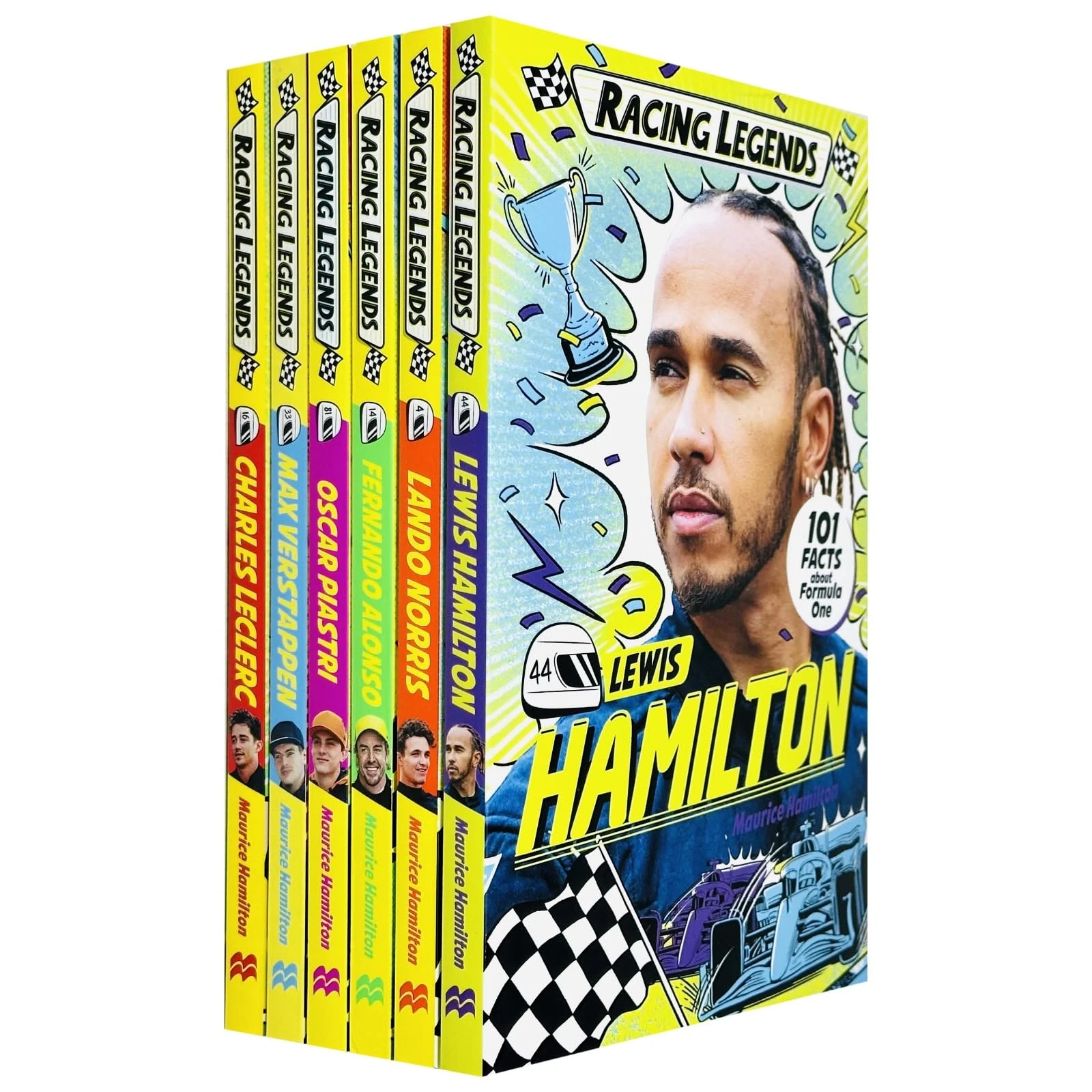 Racing Legends 6 Books Collection Set By Maurice Hamilton (Lewis Hamilton, Max Verstappen, Charles Leclerc, Lando Norris, Fernando Alonso & Oscar Piastri)