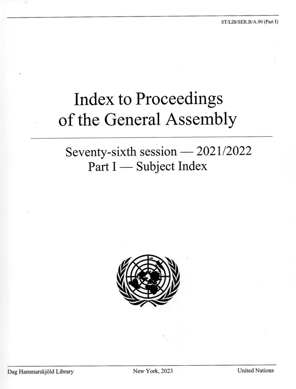 Index to Proceedings of the General Assembly 2021/2022: Part I - Subject Index