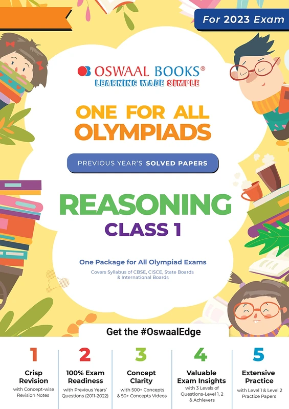Oswaal One for All Olympiad Previous Years' Solved Papers, Class-1 Reasoning Book - Image 1