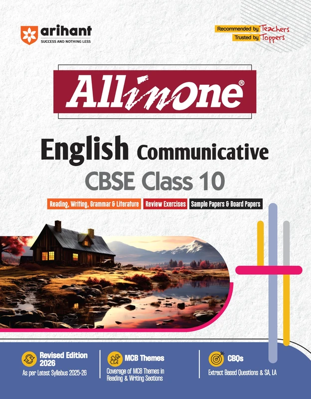 Arihant All in One English Communicative Class 10 for CBSE Exams 2025-26 as per latest syllabus CBQs, Focused Theory, Reading, Writing, Grammar & Literature, Review Exercises, Sample Papers