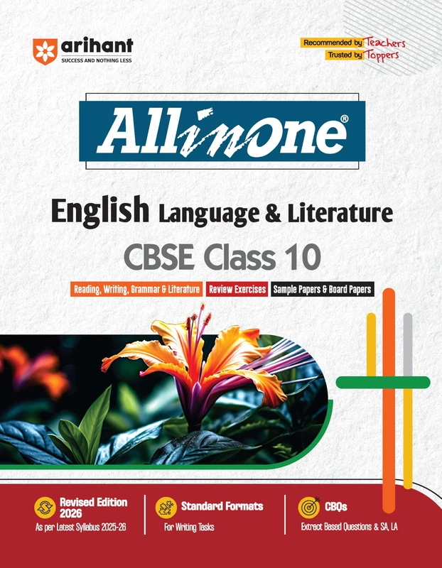 Arihant All in One English Language & Literature Class 10 for CBSE Exams 2025-26 as per latest syllabus CBQs, Focused Theory, Reading, Writing, Grammar & Literature, Review Exercises, Sample Papers
