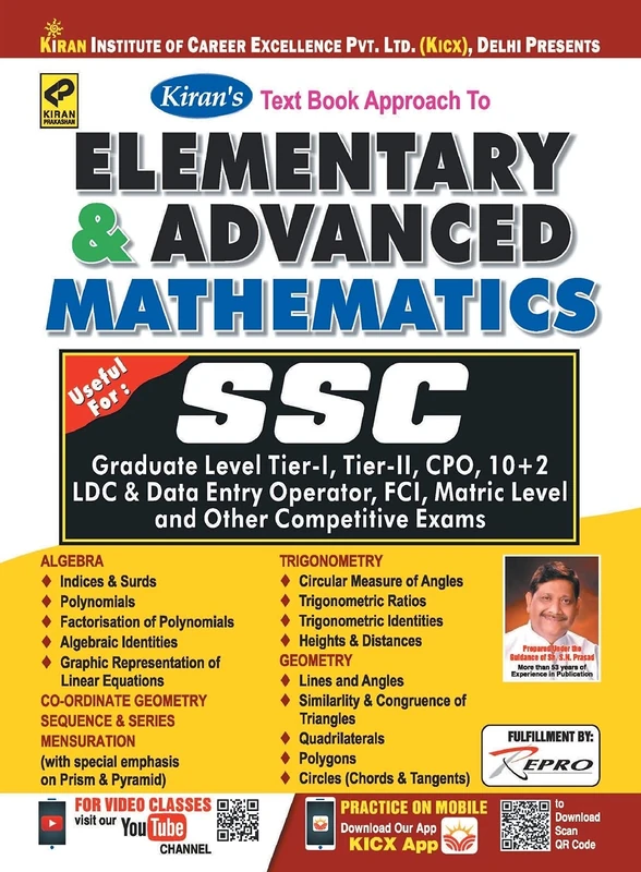 Kiran Text Book Approach to Elementary and Advance Mathematics for Ssc Cgl,Ssc CPO,Ssc Chsl,Fci ,Ssc Mts, English - Image 1