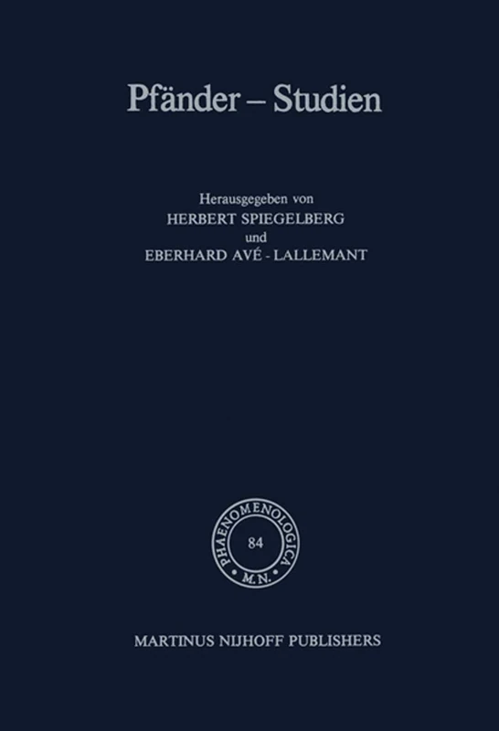 Springer Pfander-Studien: 84 (Phaenomenologica, 84) Book - Image 1