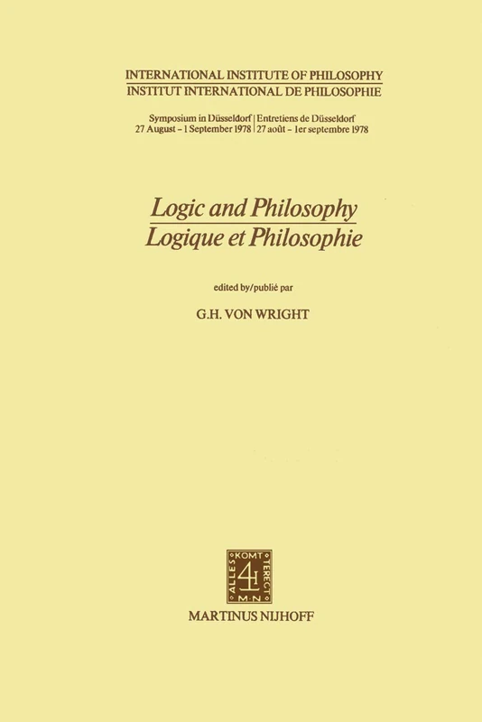 Logic and Philosophy / Logique et Philosophie: 5 (Institut International de Philosophie, 5) - Image 1