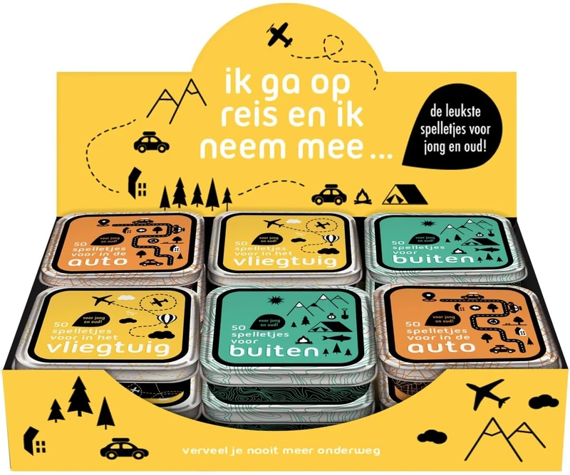 Display 50 spelletjes voor op reis - 3T x 4ex.: Verveel je nooit meer onderweg