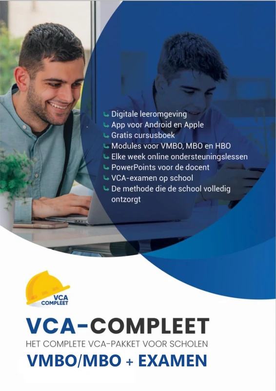 VCA compleet VMBO/MBO met VCA-examen: Combinatie cursusboek + E-learning + App + online lessen + VCA-examen voor VMBO en MBO123 (VCA compleet, 1-E) - Image 1