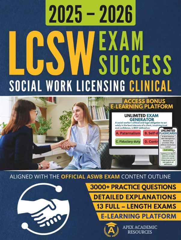 Social Work Licensing Clinical Exam Success: Fully ASWB-Aligned & Fully Illustrated Study Guide with Mock Exams, Digital Flashcards, Detailed Rationales and Lifetime eLearning Access - Image 1