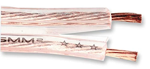 Pro Power JY-6135 50M Square Loudspeaker Cable Reel, 2x 2.5mm² OFC, Transparent, 50m Length